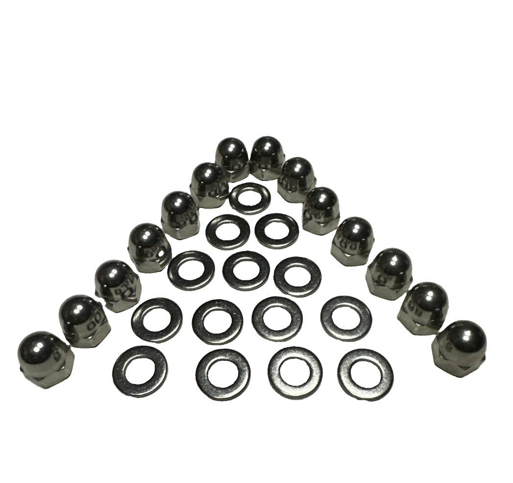 GAVTech Kawasaki Engine Head Nuts Stainless Steel A2-70 Acorn Nuts with Washers